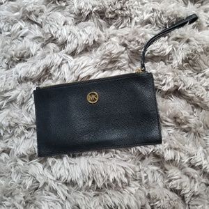 SOLD MK Michael Kors Black Faux Leather Wristlet